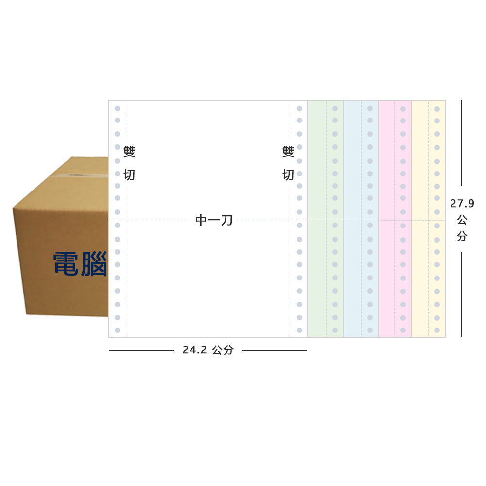 【電腦連續報表紙】5P 9.5 x 11 五聯式 雙切 中一刀 台灣製造:圖片 5